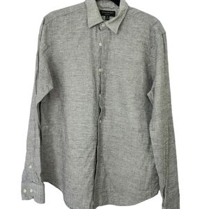 Banana Republic Linen Slim Fit Gray Button Down Shirt Medium